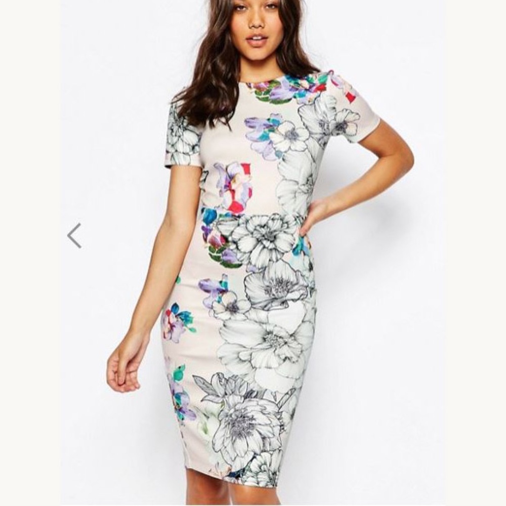 Asos Floral Scuba Dress, Mini, Cute, Sexy